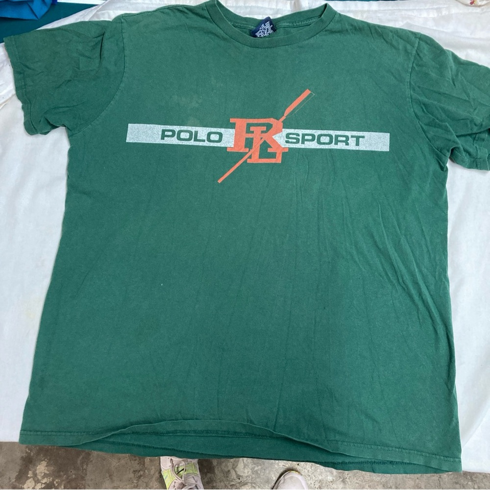 Polo Sport Ralph Lauren T-Shirt XL Paddle VTG Jeans Co. Paddle Rowing Green